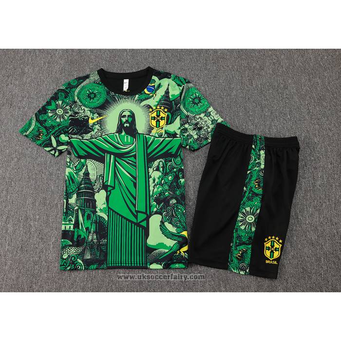 Tracksuit Brazil Jesus Short Sleeve 2024-2025 Green - Shorts